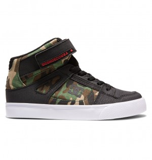 Black Camo DC Shoes Pure High-Top EV - High-Top Leather Shoes | UMN-521360