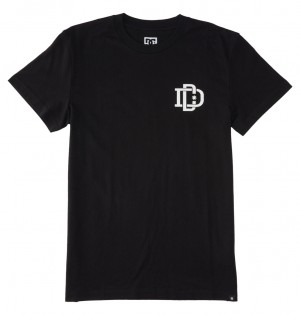 Black DC Shoes Rugby Crest - T-Shirt | DLK-604398