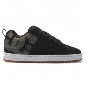 Black Wash DC Shoes Court Graffik - Leather Shoes | FUX-450136