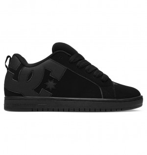 Black / Black / Black DC Shoes Court Graffik - Leather Shoes | IDJ-186729