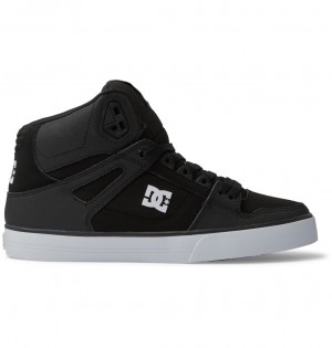 Black / Black / White DC Shoes Pure High-Top - Leather High-Top Shoes | PQY-081345