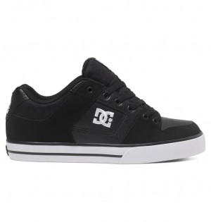 Black / Black / White DC Shoes Pure - Leather Shoes | EBG-738261