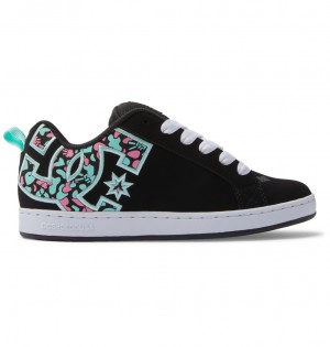 Black / Crazy Pink / Turquoise DC Shoes Court Graffik - Shoes | RAB-651437