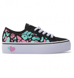 Black / Crazy Pink / Turquoise DC Shoes Manual Platform - Shoes | TFA-639852