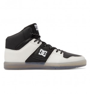 Black / Cream DC Shoes DC Cure - High-Top Leather Skate Shoes | BPG-915234