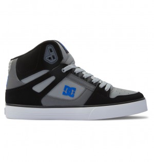 Black / Grey / Blue DC Shoes Pure High-Top - Leather High-Top Shoes | LPY-598104