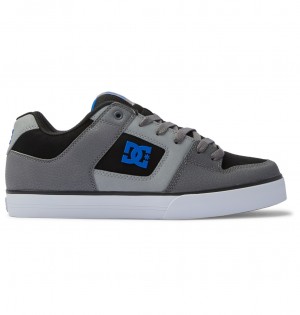 Black / Grey / Blue DC Shoes Pure - Leather Shoes | ATD-073691