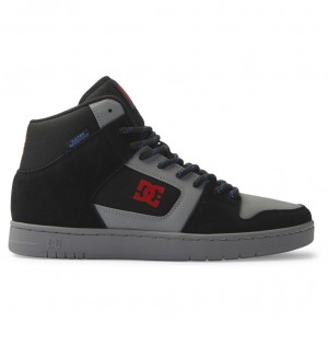 Black / Grey / Red DC Shoes Manteca 4 Hi Wr - High-Top Leather Shoes | RZB-124970