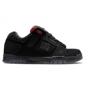 Black / Grey / Red DC Shoes Stag - Leather Shoes | XAC-986701