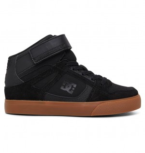 Black / Gum DC Shoes Pure High-Top EV - High-Top Leather Shoes | BKU-780314