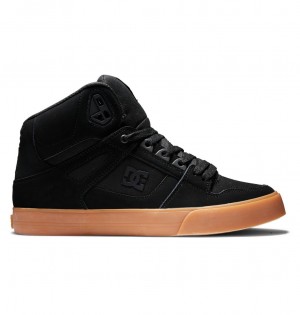 Black / Gum DC Shoes Pure High-Top - Leather High-Top Shoes | SZH-108627