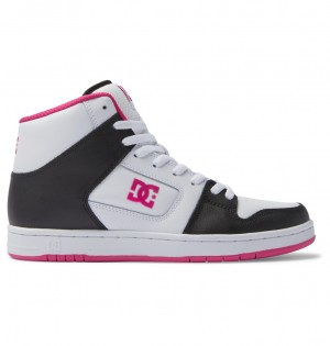 Black / White / Pink DC Shoes Manteca 4 Hi - High-Top Leather Shoes | IXU-862510