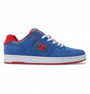 Blue / Red DC Shoes Manteca S - Leather Skate Shoes | BSE-104357