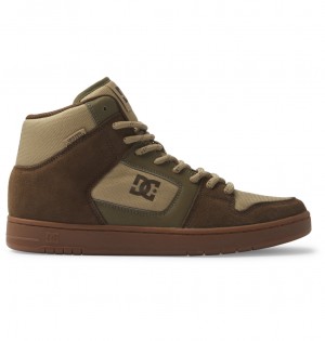 Dk Choc / Military DC Shoes Manteca 4 Hi Wr - High-Top Leather Shoes | PQM-153807