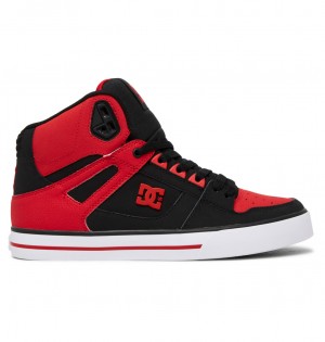 Fiery Red / White / Black DC Shoes Pure High-Top - Leather High-Top Shoes | ODN-894621