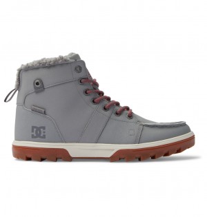 Grey / Gum DC Shoes Woodland - Sherpa Lined Leather Boots | LJS-123058