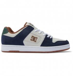 Navy / Khaki DC Shoes Manteca S - Leather Skate Shoes | LMF-428106