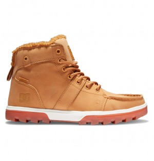 Wheat / Dk Chocolate DC Shoes Woodland - Sherpa Lined Leather Boots | KOR-719486