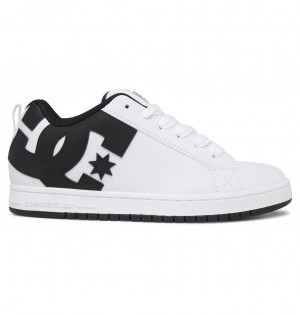 White / Black / Black DC Shoes Court Graffik - Leather Shoes | IFJ-730549