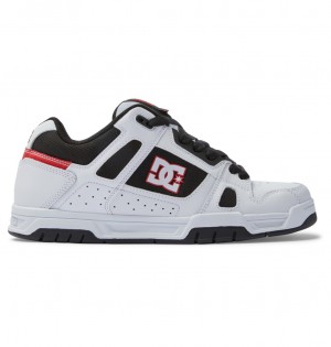 White / Black / Red DC Shoes Stag - Leather Shoes | VMJ-319874