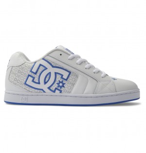 White / Grey / Blue DC Shoes Net - Leather Shoes | VFO-495173