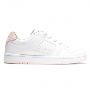 White / Pink DC Shoes Manteca - Leather Shoes | DIC-219675