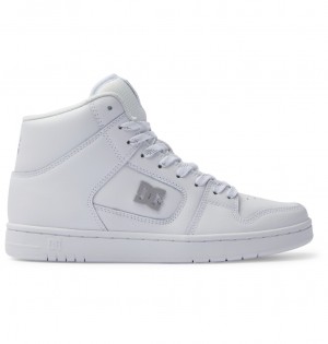 White / Silver DC Shoes Manteca 4 Hi - High-Top Leather Shoes | WEX-078612