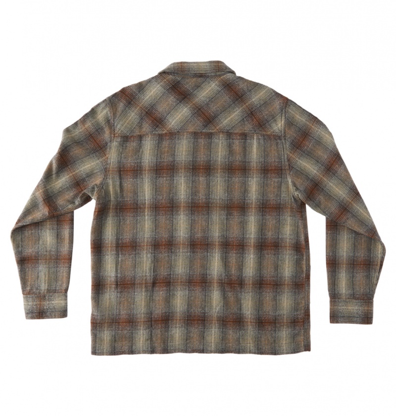 Bison / Plaza Toupe Plaid DC Shoes Canyon - Long Sleeve Shirt | BKF-246851