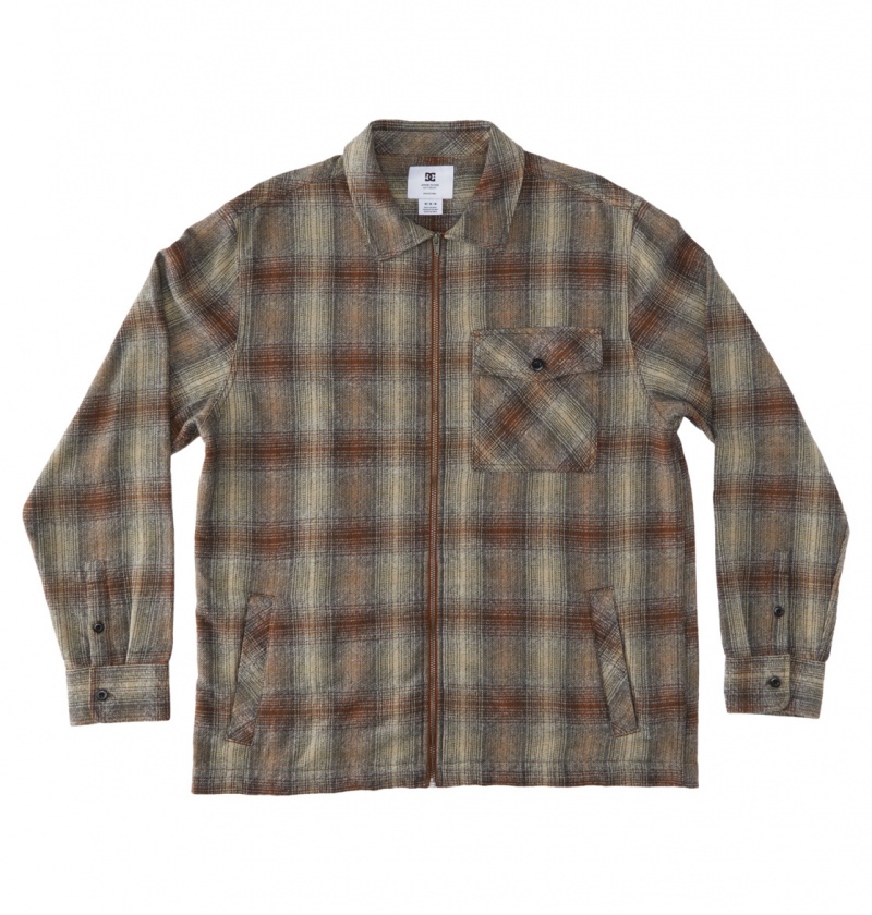 Bison / Plaza Toupe Plaid DC Shoes Canyon - Long Sleeve Shirt | BKF-246851