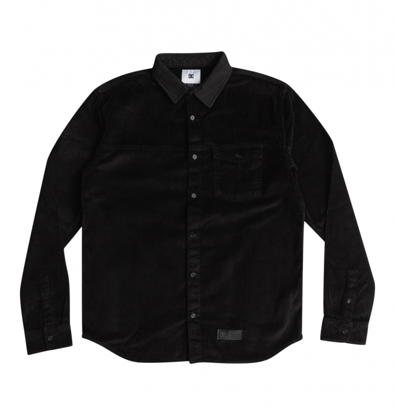 Black DC Shoes Closed Lines - Long Sleeve Shirt | FIS-175468