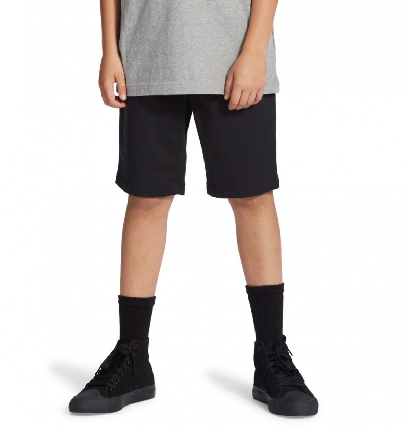 Black DC Shoes Worker Relaxed - Chino Shorts 8-16 | ETR-509163