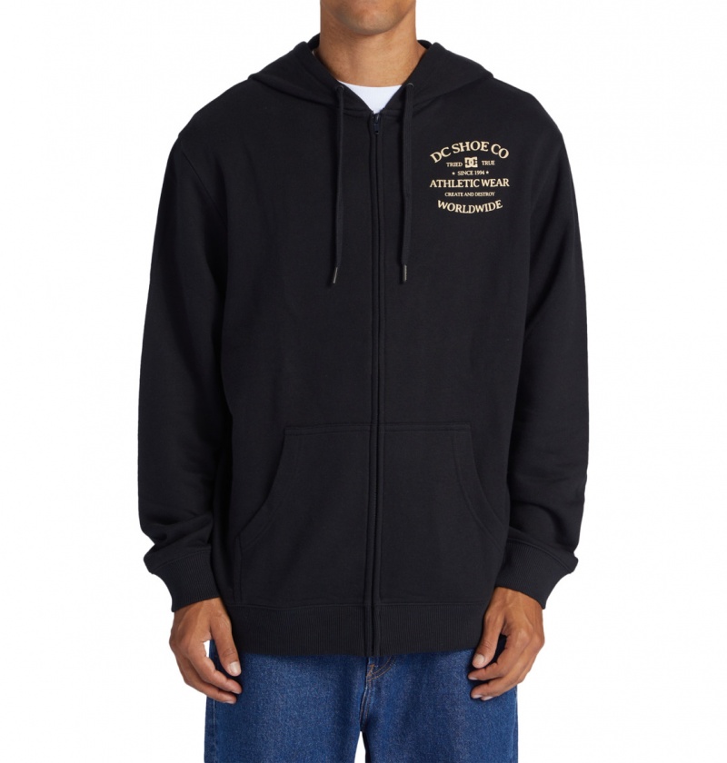 Black DC Shoes World Renowned - Zip-Up Hoodie | NYC-357186