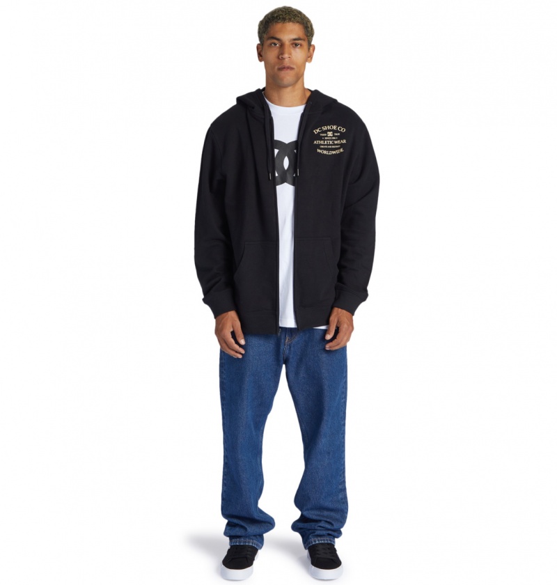 Black DC Shoes World Renowned - Zip-Up Hoodie | NYC-357186