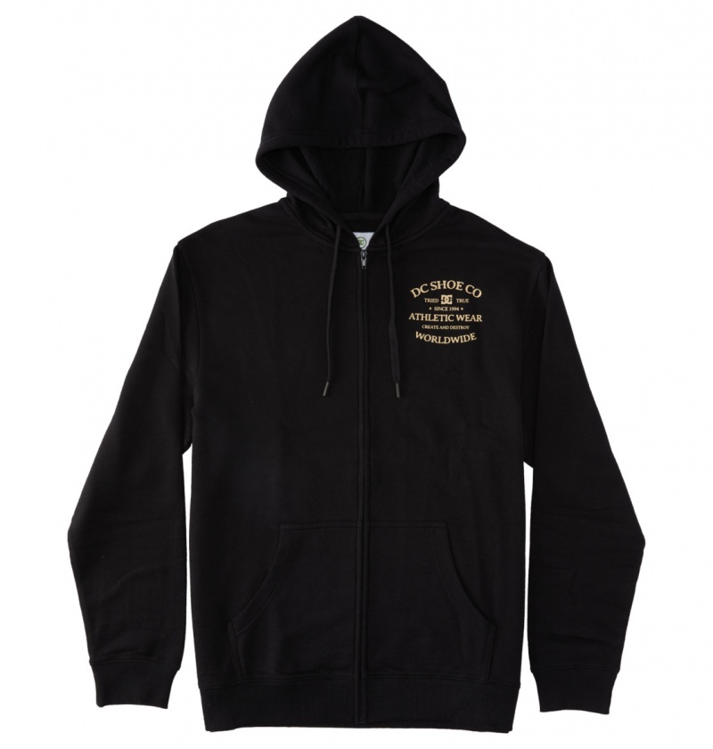 Black DC Shoes World Renowned - Zip-Up Hoodie | NYC-357186