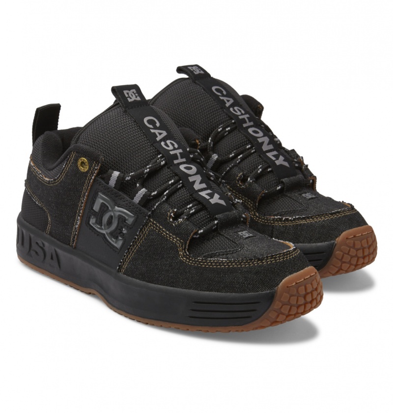 Black Denim DC Shoes Lynx Cash Only - Leather Shoes | BXQ-753481