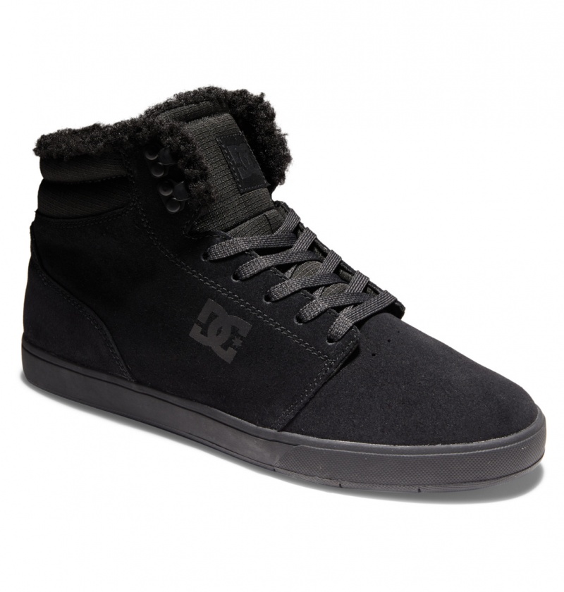 Black / Black DC Shoes Crisis 2 Hi Wnt - High Top Leather Winterized Shoes | EDO-417326