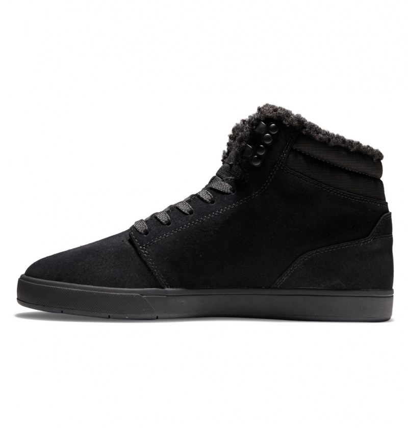 Black / Black DC Shoes Crisis 2 Hi Wnt - High Top Leather Winterized Shoes | EDO-417326