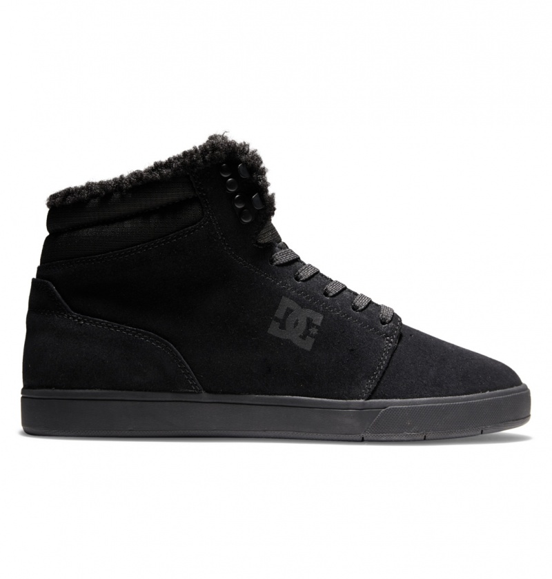 Black / Black DC Shoes Crisis 2 Hi Wnt - High Top Leather Winterized Shoes | EDO-417326