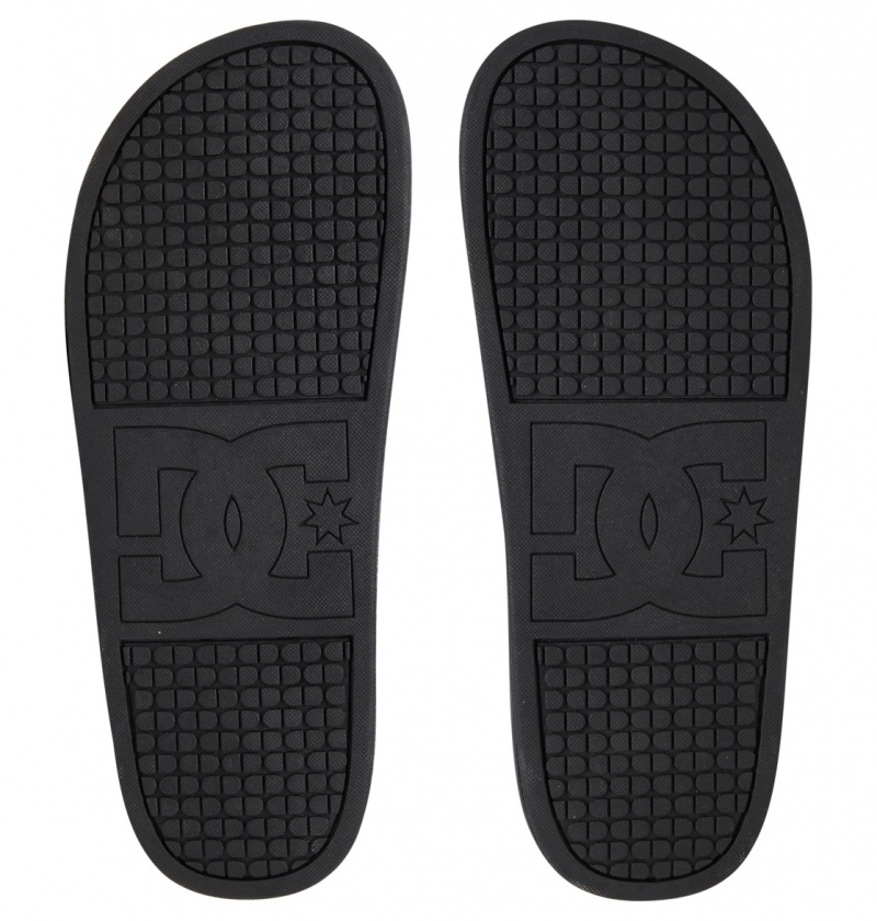 Black / Black / White DC Shoes DC Slide - Platform Slider Sandals | IZH-087235