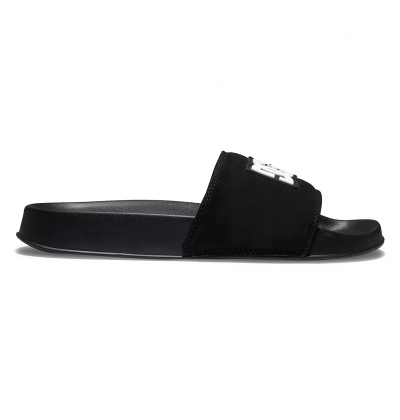 Black / Black / White DC Shoes DC Slide - Slider Sandals | PCT-614853