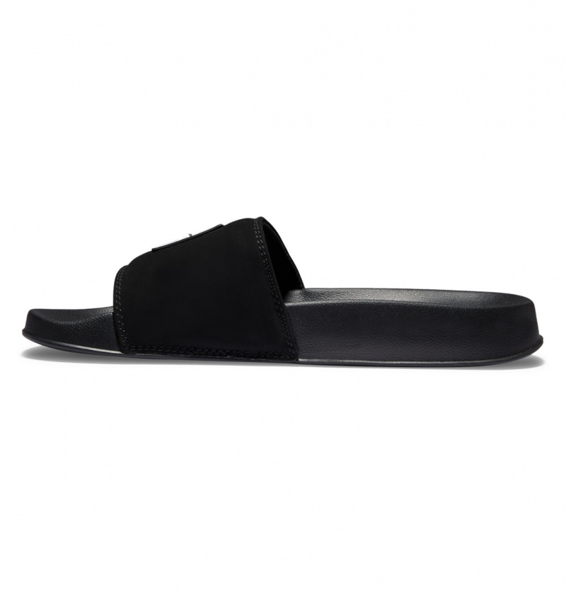 Black / Black / White DC Shoes DC Slide - Slider Sandals | PCT-614853