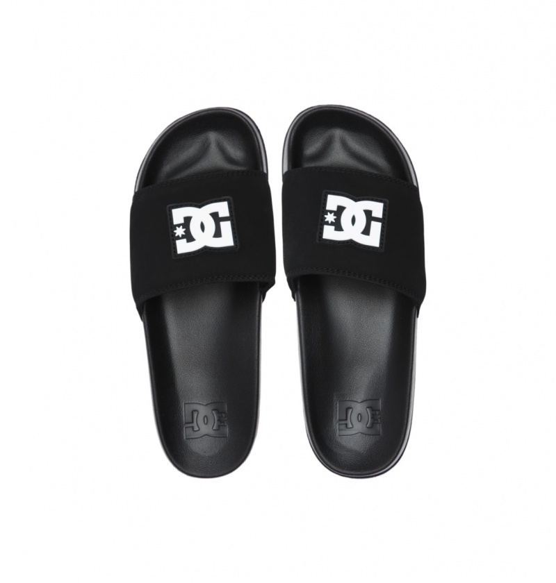 Black / Black / White DC Shoes DC Slide - Slider Sandals | PCT-614853