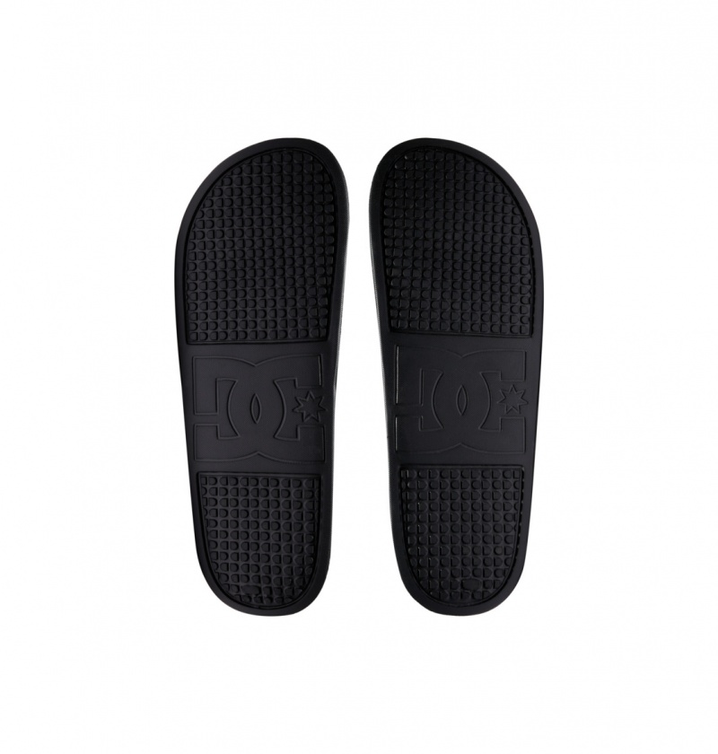 Black / Black / White DC Shoes DC Slide - Slider Sandals | PCT-614853