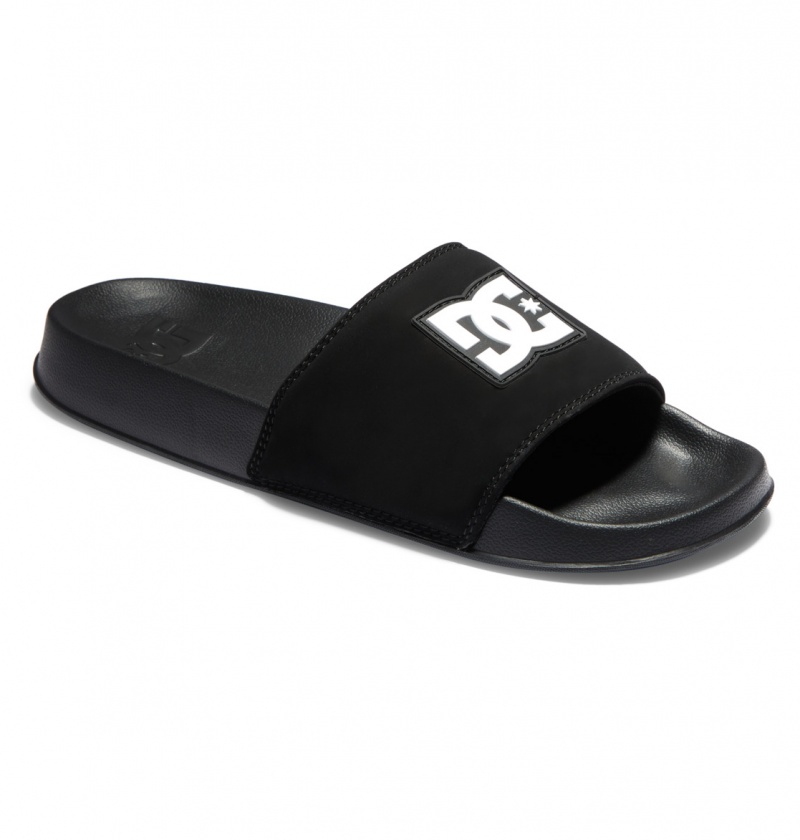 Black / Black / White DC Shoes DC Slide - Slider Sandals | PCT-614853