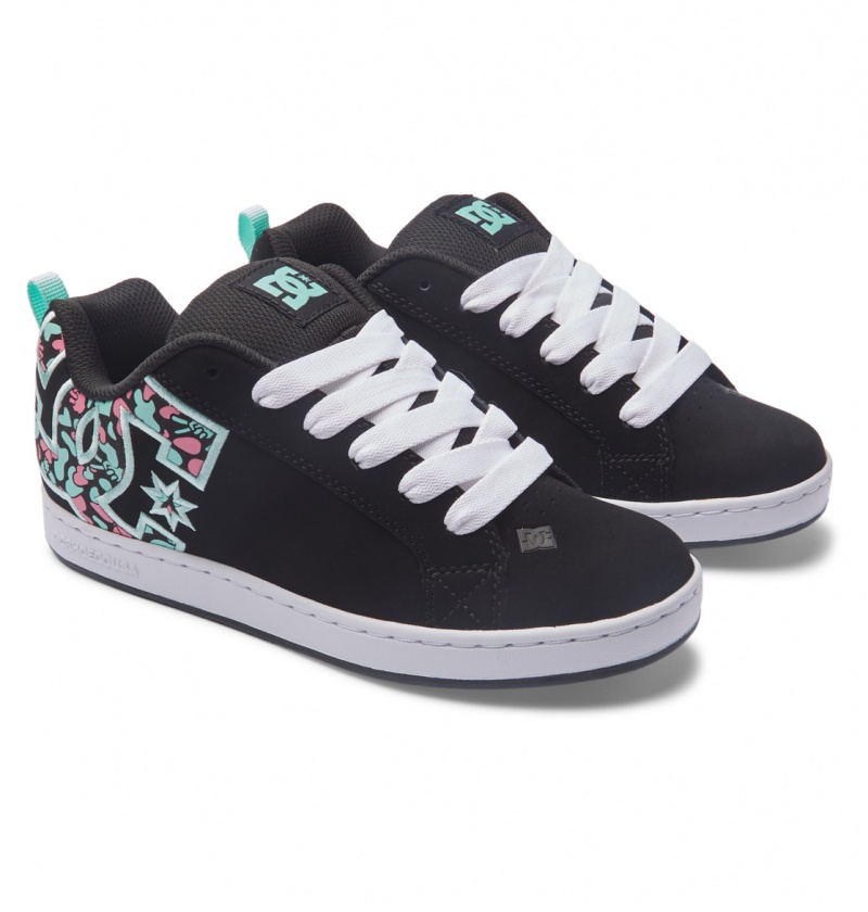 Black / Crazy Pink / Turquoise DC Shoes Court Graffik - Shoes | RAB-651437