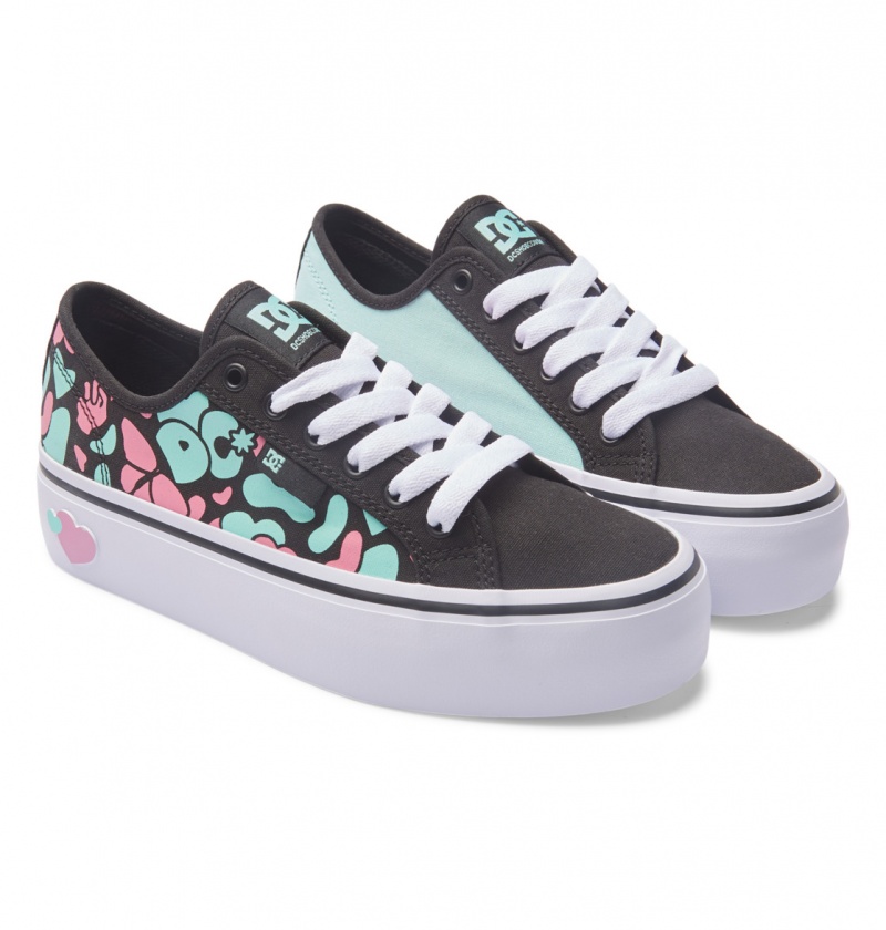 Black / Crazy Pink / Turquoise DC Shoes Manual Platform - Shoes | TFA-639852