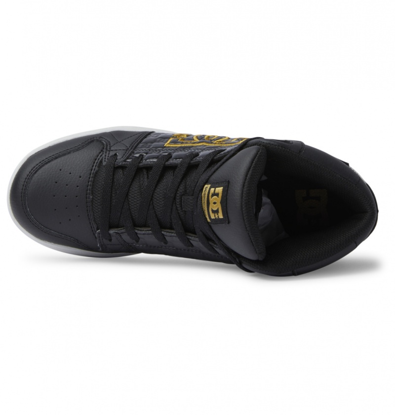 Black / Gold DC Shoes University - High Top Shoes | DHG-971356