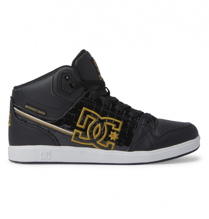 Black / Gold DC Shoes University - High Top Shoes | DHG-971356