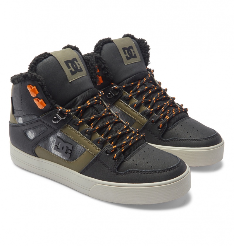 Black / Green Print DC Shoes Pure High WNT - Winter High-Top Boots | INU-915736