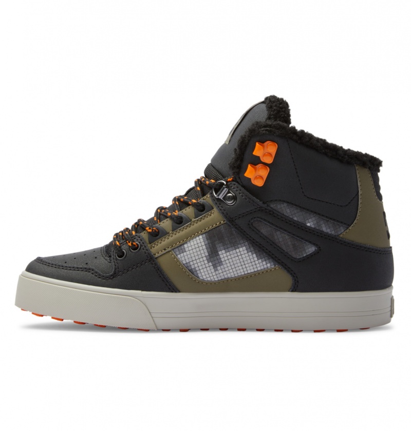 Black / Green Print DC Shoes Pure High WNT - Winter High-Top Boots | INU-915736